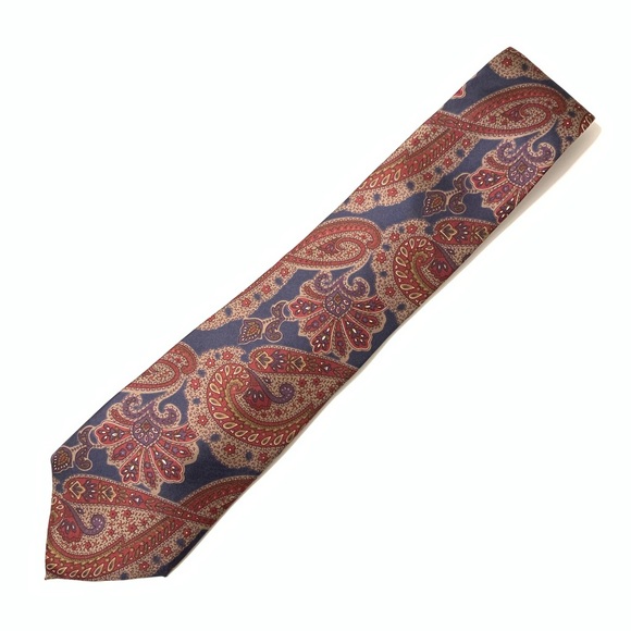 Dior Other - Christian Dior Navy and Maroon Paisley Silk Tie